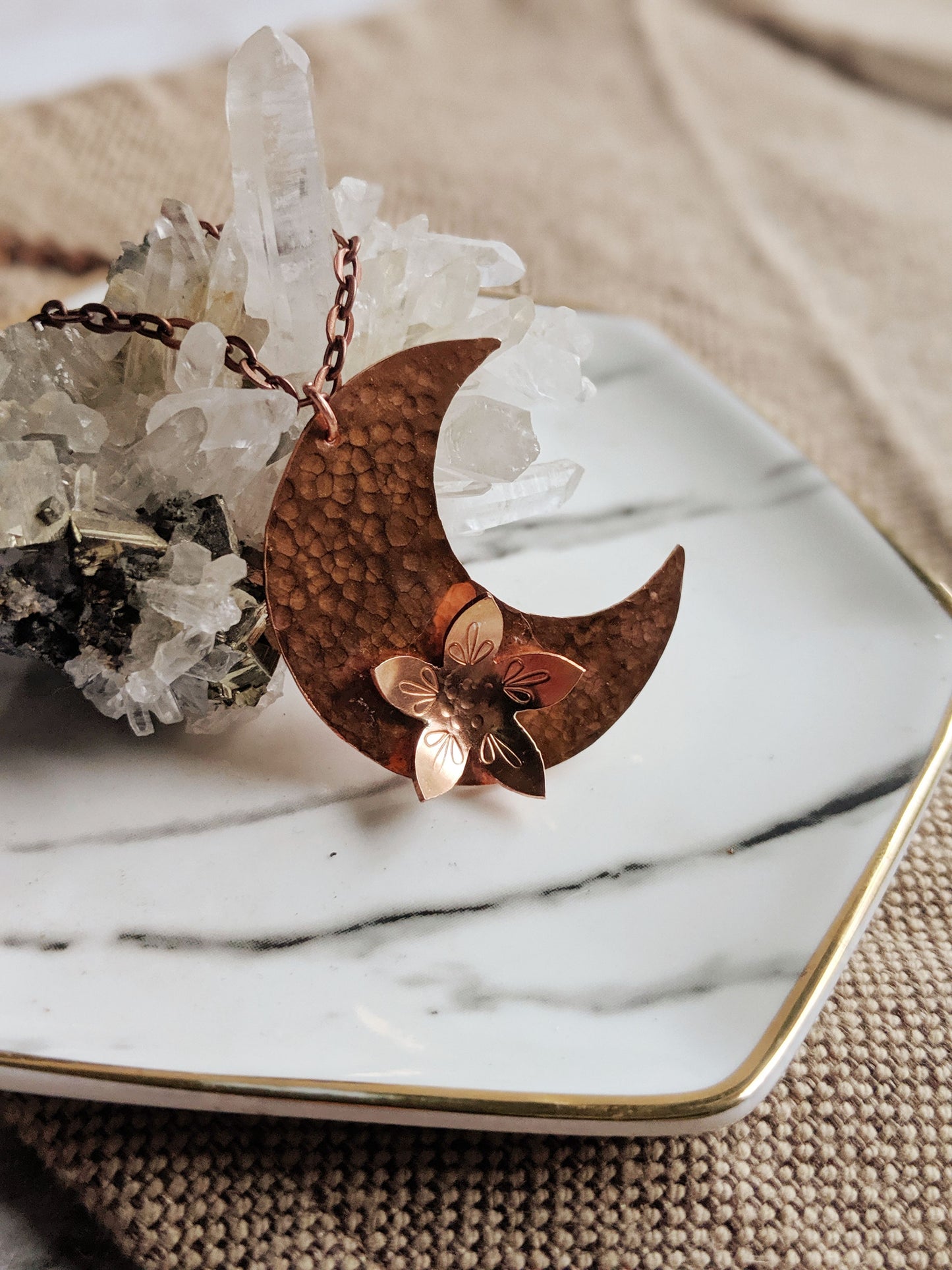 Copper Blooming Moon Necklace
