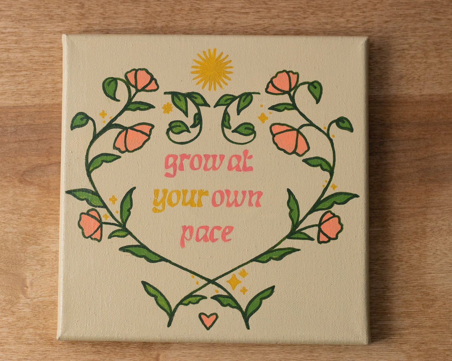 8 x 8 Original Painting - Grow at Your Own Pace