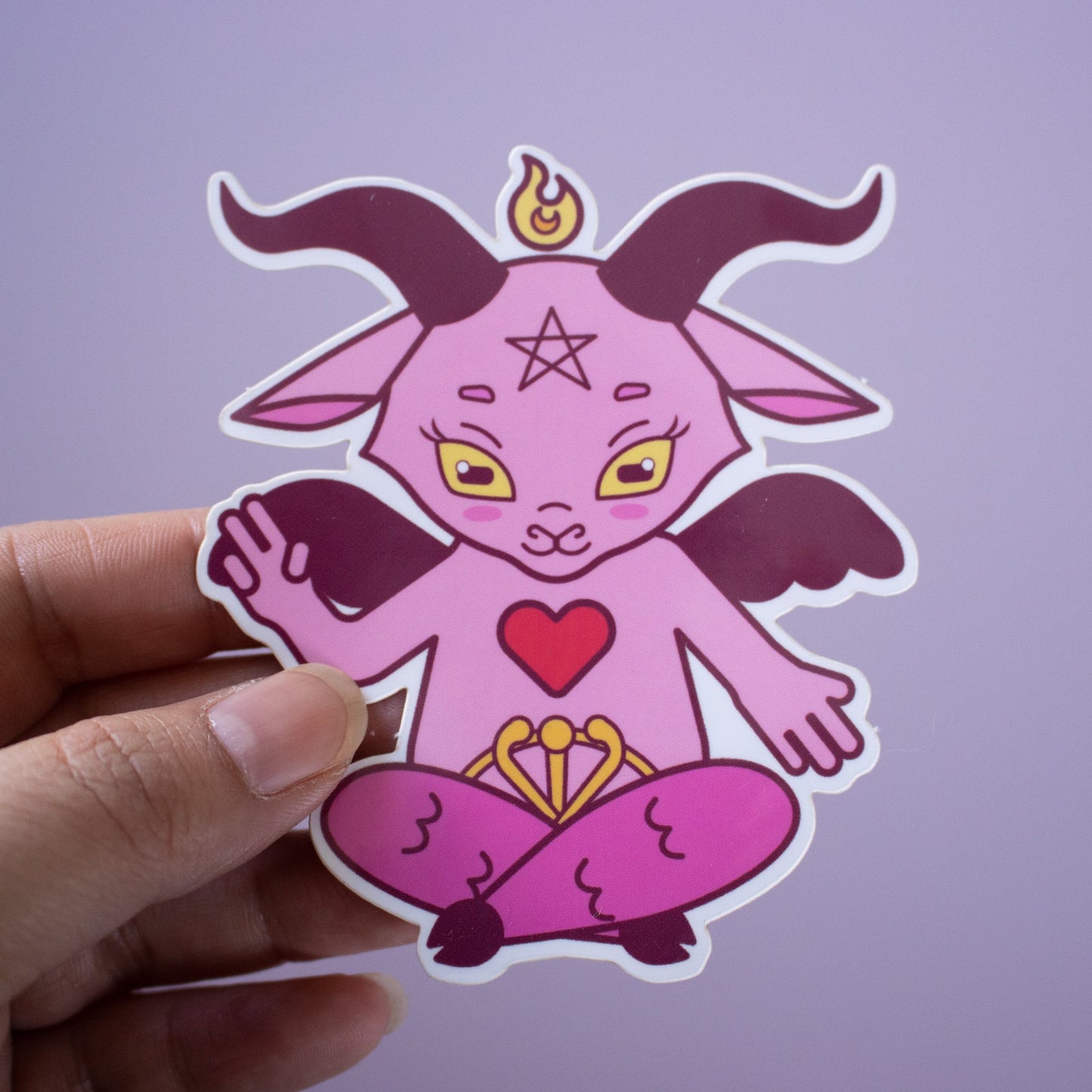 Baby Baphomet Sticker/Kawaii Baphomet/Cute Baphomet Sticker/Pink Baphomet Sticker Large