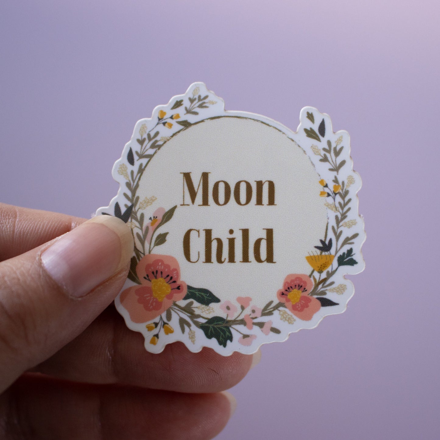 Moon Child Floral Wreath Sticker/Witchy Sticker/Moon Witch Sticker/Lunar Love Sticker