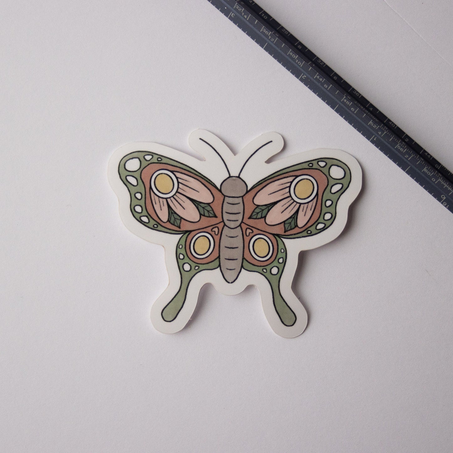 Floral Butterfly Sticker/Beautiful Butterfly Sticker/Earthy Butterfly Sticker/Cottagecore Sticker/Cute Butterfly Sticker/vinyl sticker