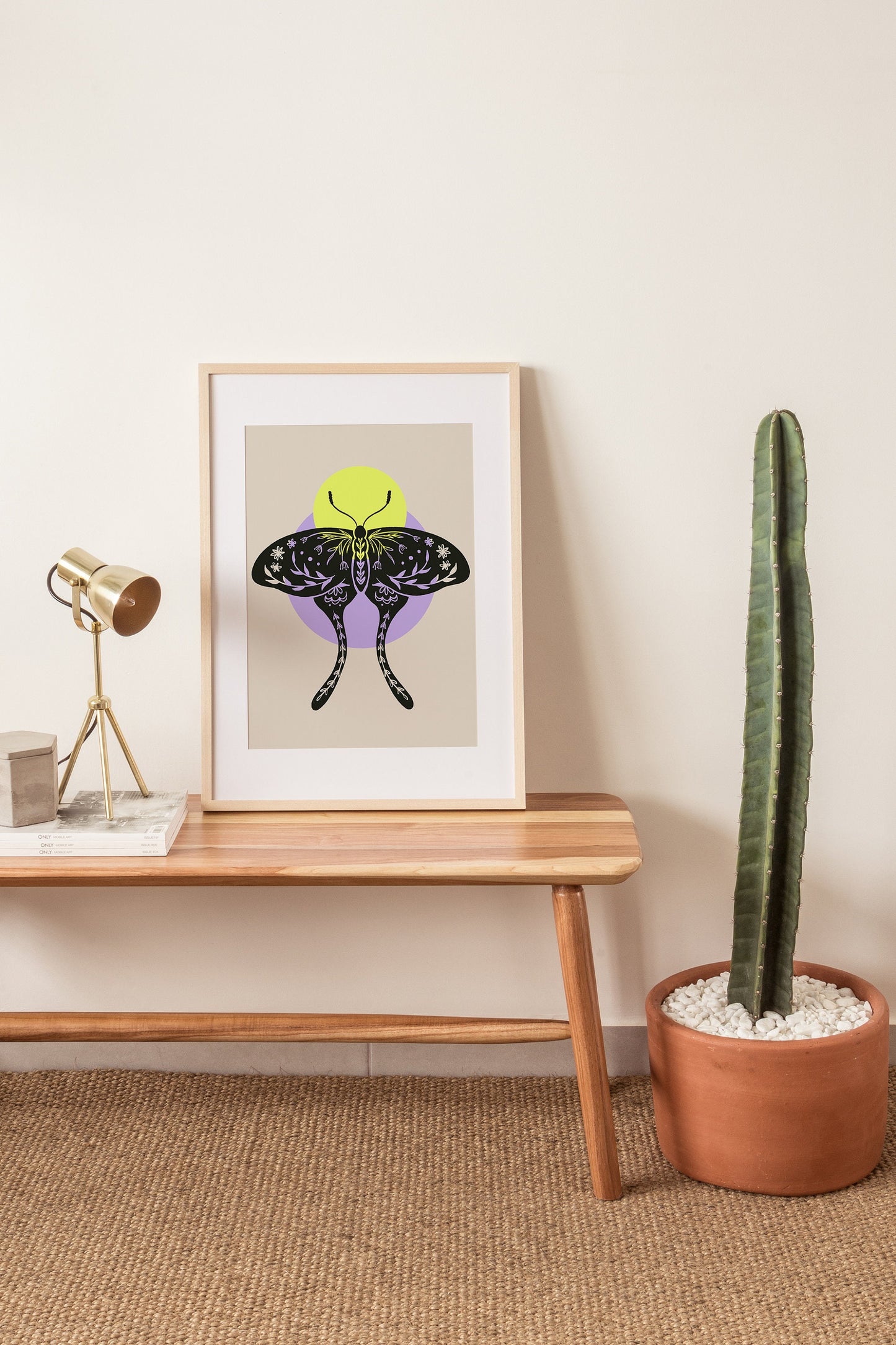 Neon Moth Digital Art Print