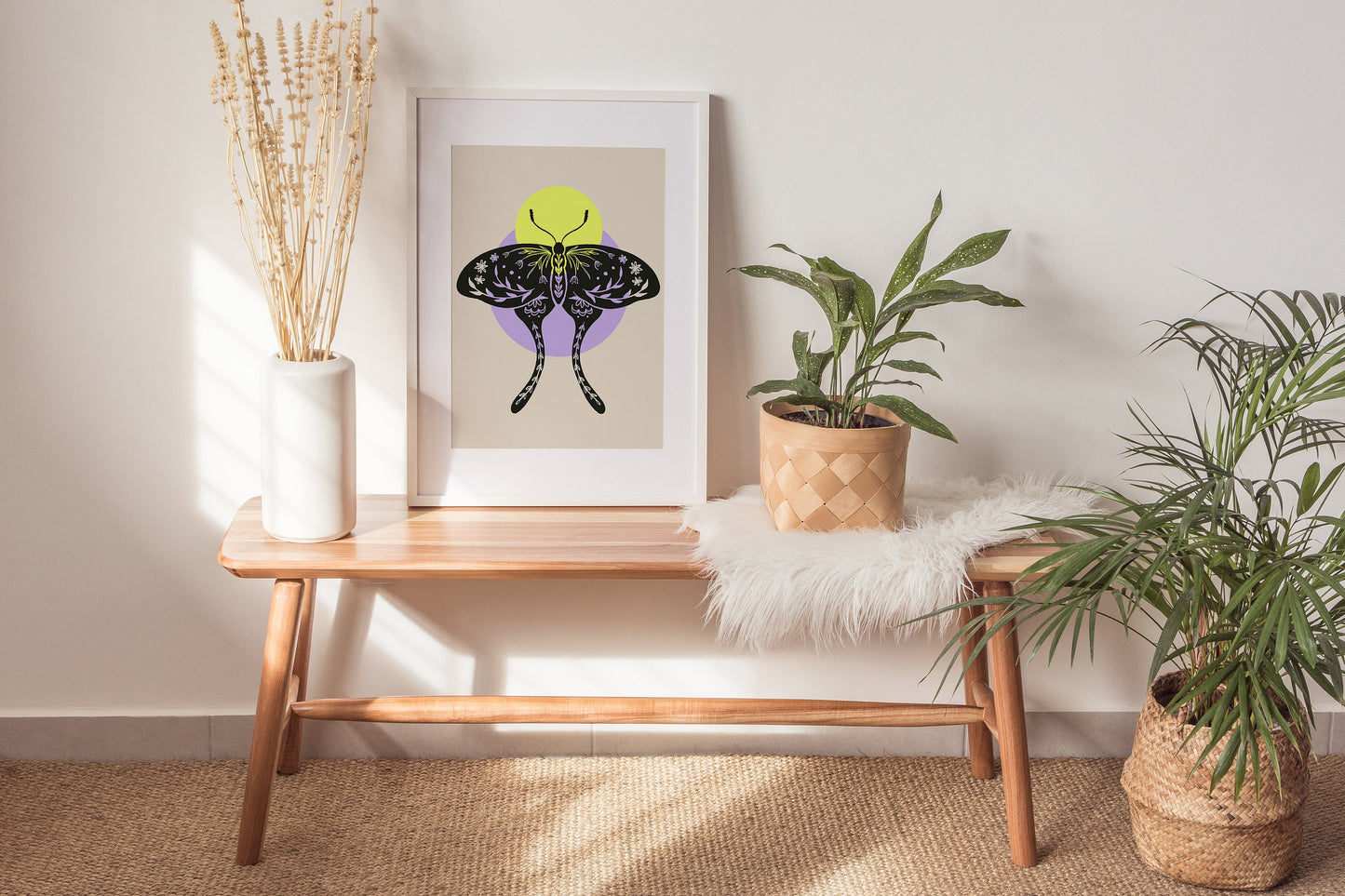 Neon Moth Digital Art Print