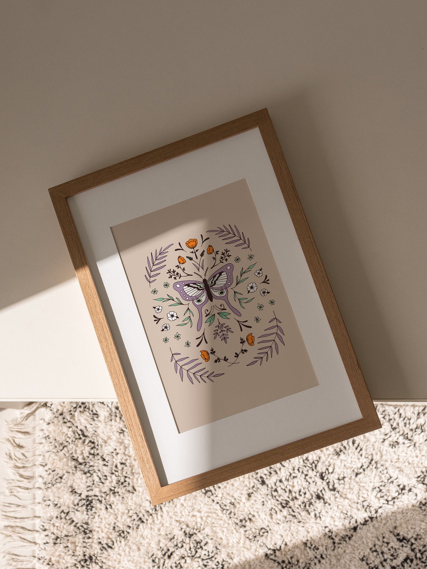 Botanical Butterfly Digital Art Print - Lavender
