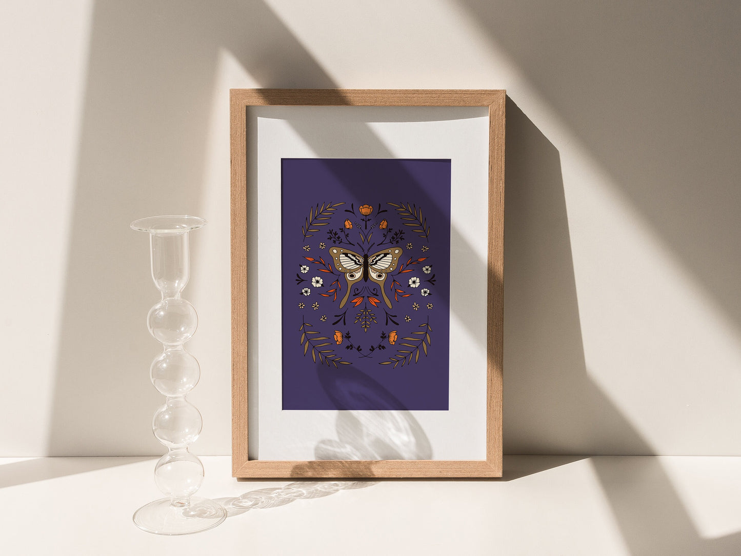 Botanical Butterfly Digital Art Print - Purple